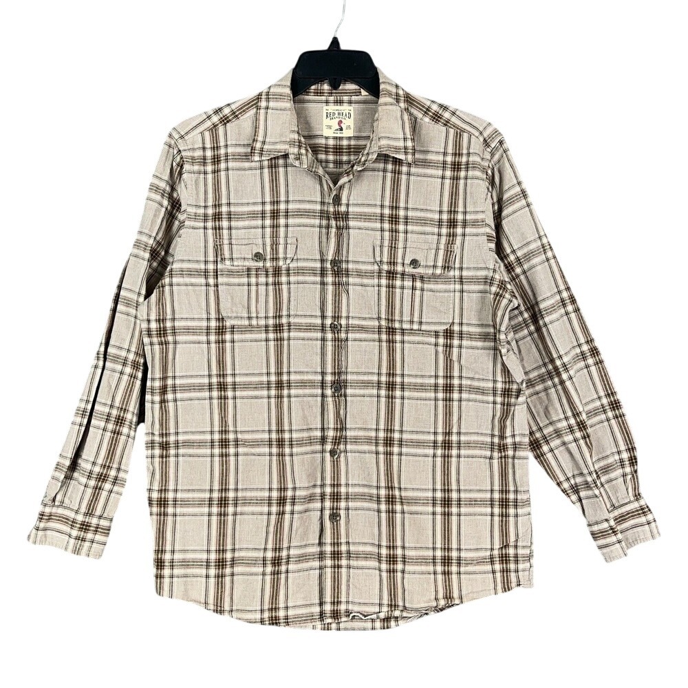 Red Head Shirt Mens‎ L Plaid Button Down Long Sleeve Outdoor Workwear Classic